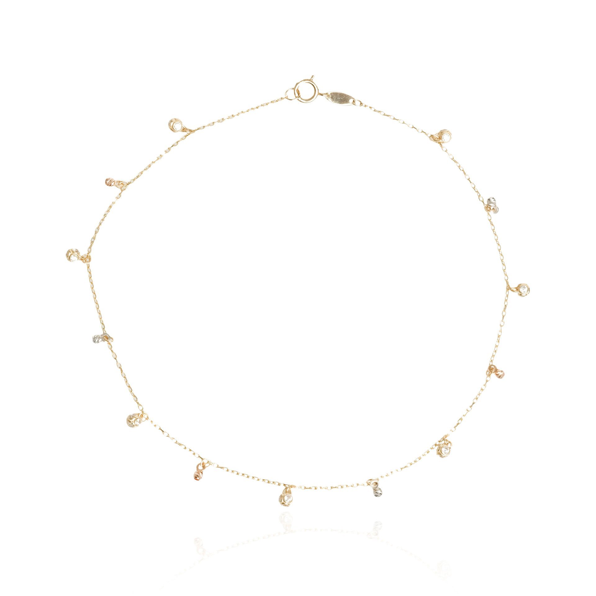 Dorikalı ve Taş Detaylı 14 Ayar Altın Halhal