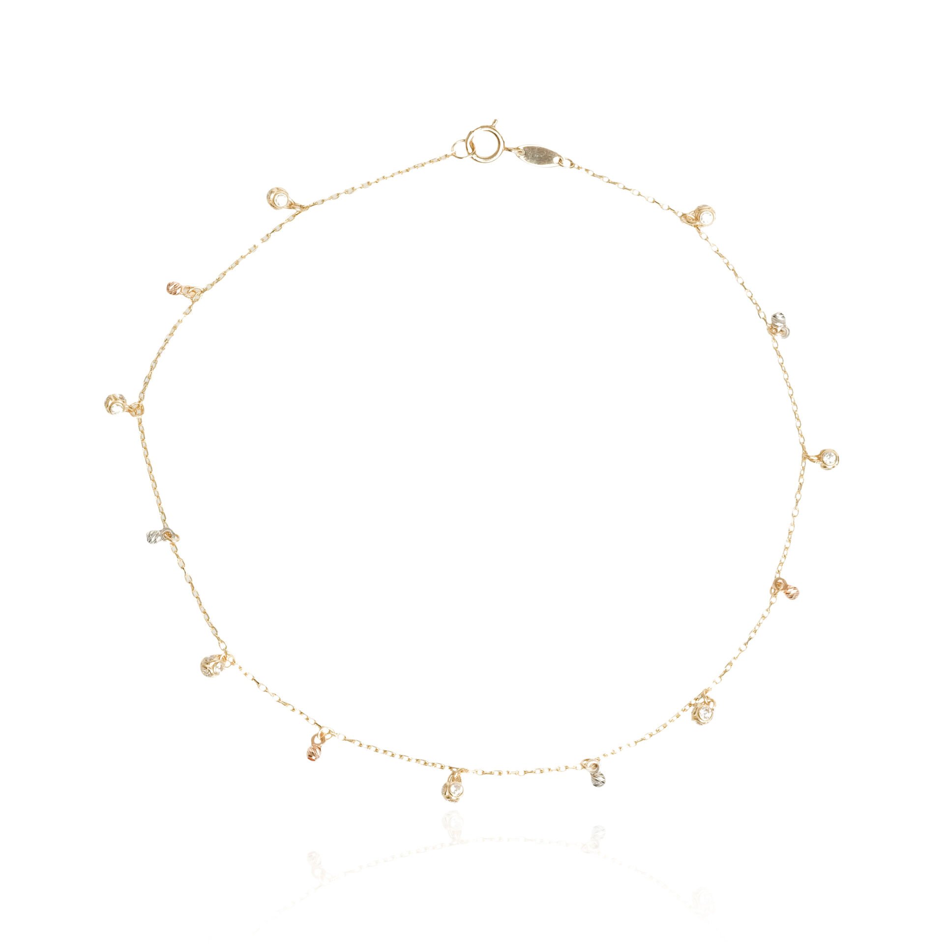 Dorikalı ve Taş Detaylı 14 Ayar Altın Halhal