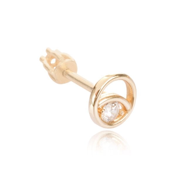 14 Ayar Altın Taşlı Göz Figürlü Tragus Küpe