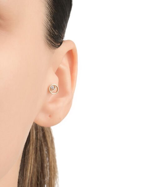14 Ayar Altın Taşlı Göz Figürlü Tragus Küpe