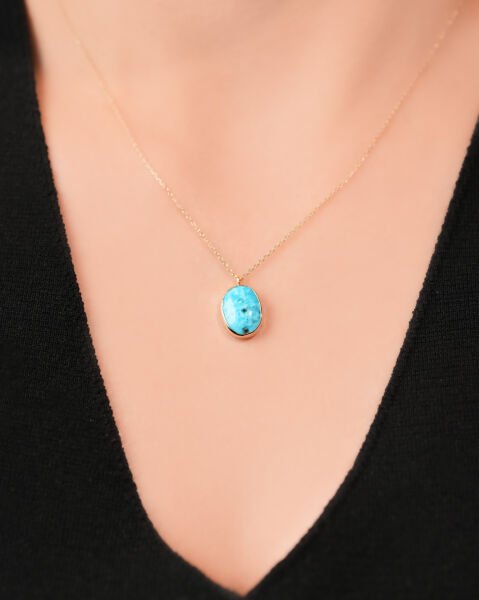 14 Ayar Altın Firuze Taşlı Kolye