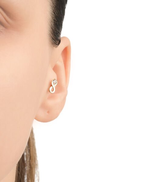 14 Ayar Altın Taşlı Sonsuzluk Figürlü Tragus Küpe