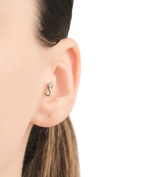 14 Ayar Altın Taşlı Sonsuzluk Figürlü Tragus Küpe