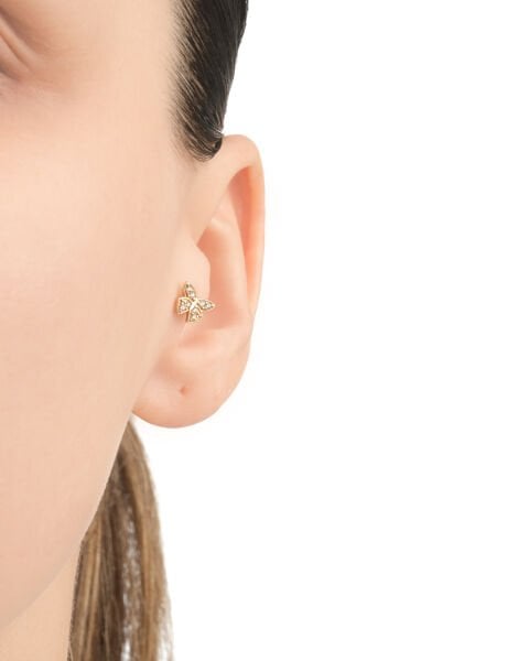 14 Ayar Altın Taşlı Kelebek Figürlü Tragus Küpe