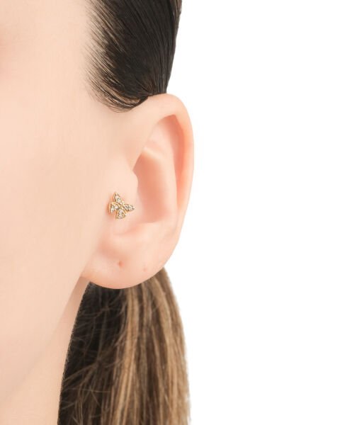 14 Ayar Altın Taşlı Kelebek Figürlü Tragus Küpe