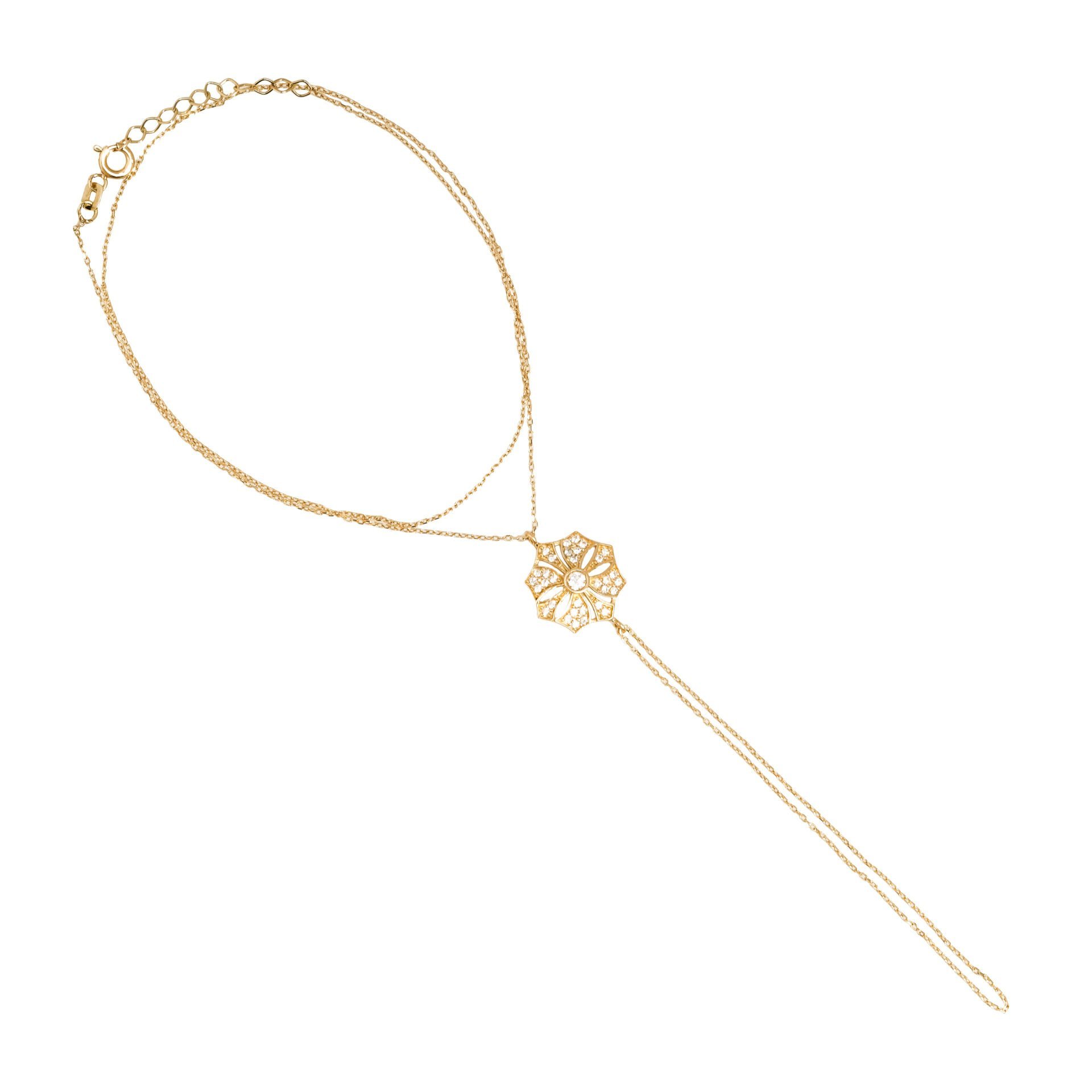 14 Ayar Altın Taş Detaylı Çiçek Figürlü Şahmeran