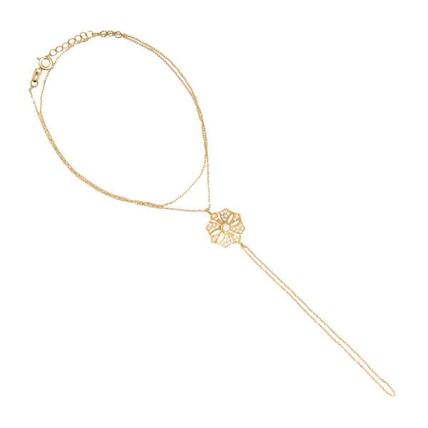 14 Ayar Altın Taş Detaylı Çiçek Figürlü Şahmeran