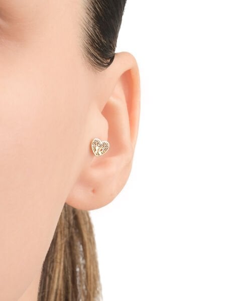 14 Ayar Altın Kalp Figürlü Taşlı Tragus Küpe