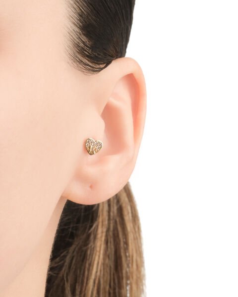 14 Ayar Altın Kalp Figürlü Taşlı Tragus Küpe