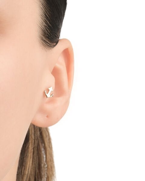 14 Ayar Altın  Çapa Figürlü Taşlı Tragus Küpe