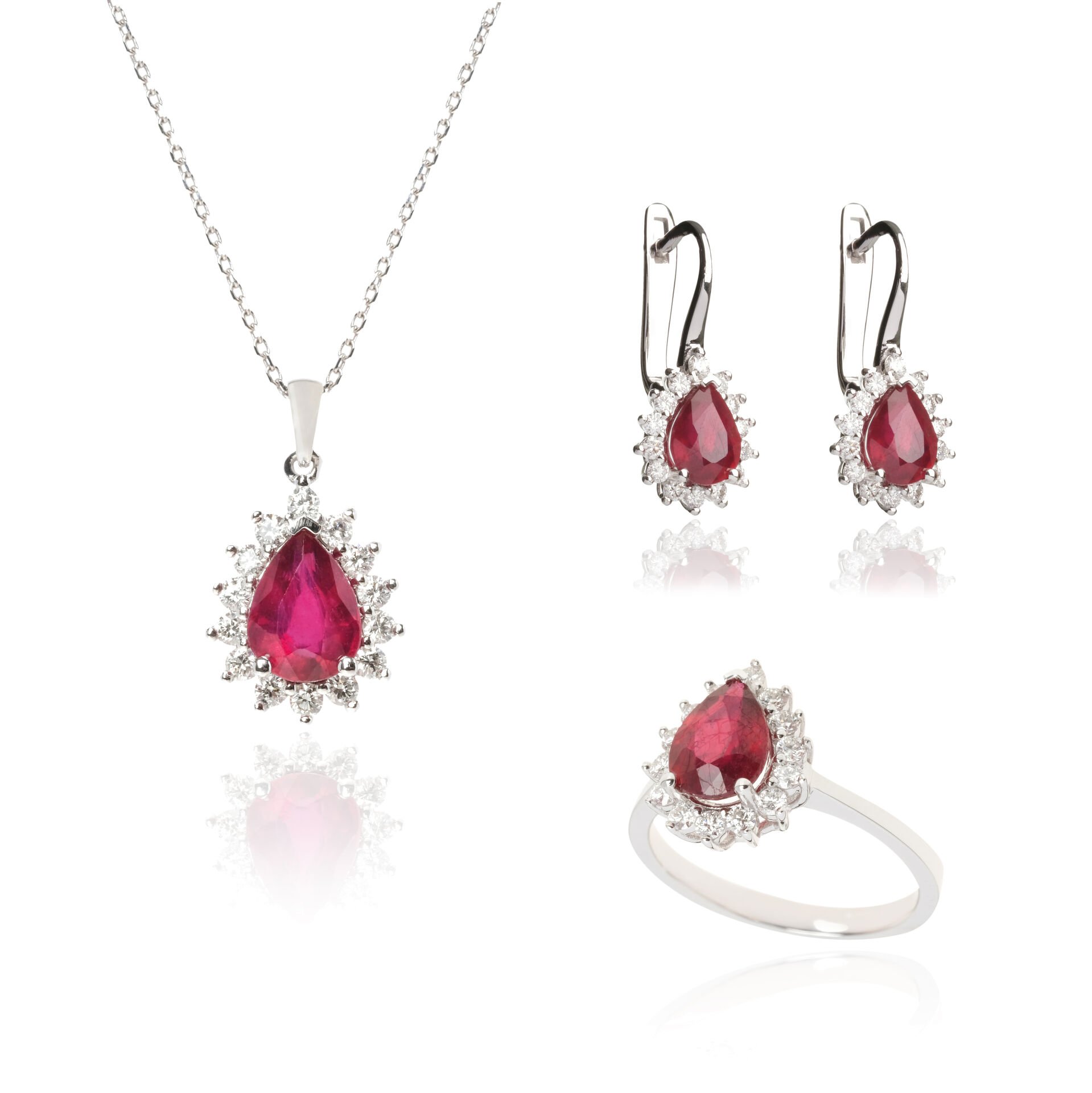 Pırlanta Yakut Taşlı Damla Model Set