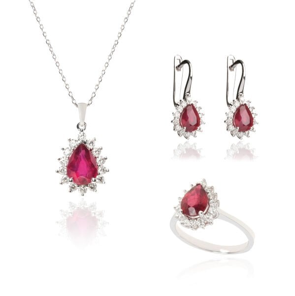 Pırlanta Yakut Taşlı Damla Model Set