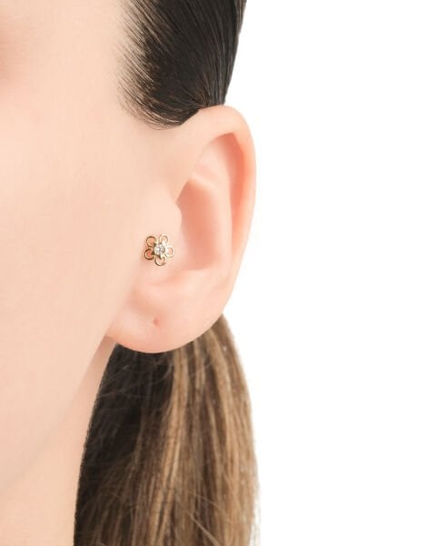 14 Ayar Altın Çiçek Figürlü Taşlı Tragus Küpe