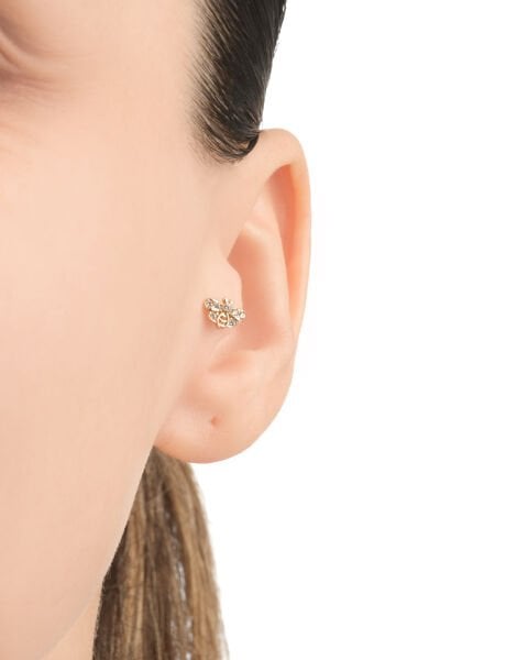 14 Ayar Altın Taşlı Arı Figürlü Tragus Küpe