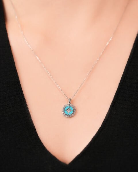 14 Ayar Altın Taşlı Kutup Yıldızı Kolye