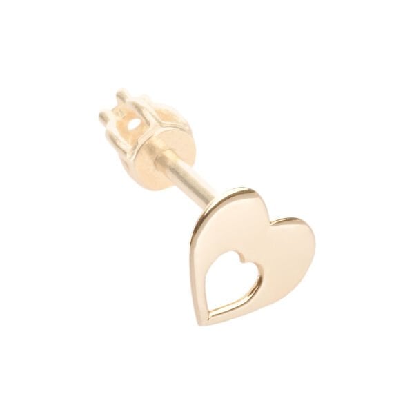 14 Ayar Altın Kalp Figürlü Tragus Küpe
