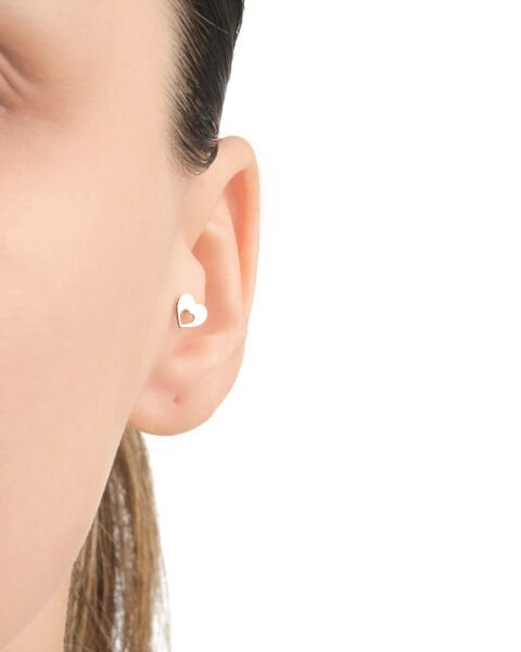 14 Ayar Altın Kalp Figürlü Tragus Küpe